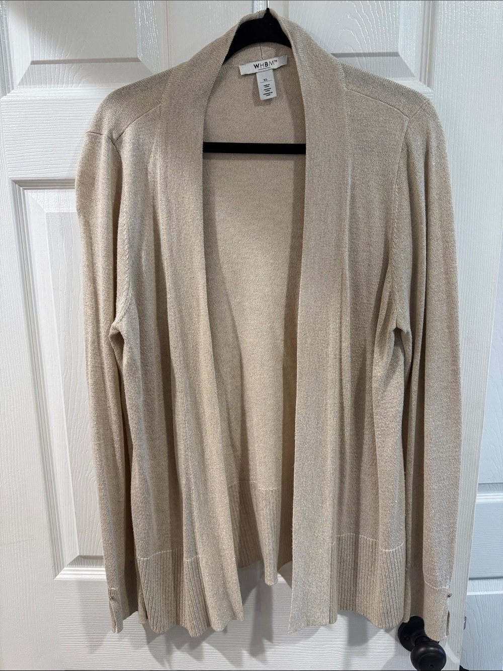 White House Black Market Light Beige Open-Front Cardigan